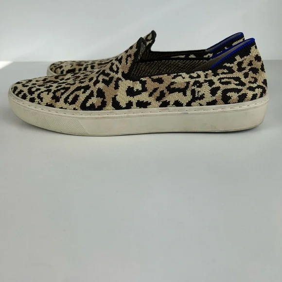 ROTHYS SLIP ON SNEAKER LOAFERS LEOPARD CAT ANIMAL PRINT SIZE WOMEN 8 - Picture 3 of 11
